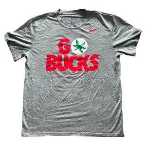 OSU Ohio State Buckeyes Nike Gray and Red Men's T-Shirt Tee L Dri-Fit Go Bucks